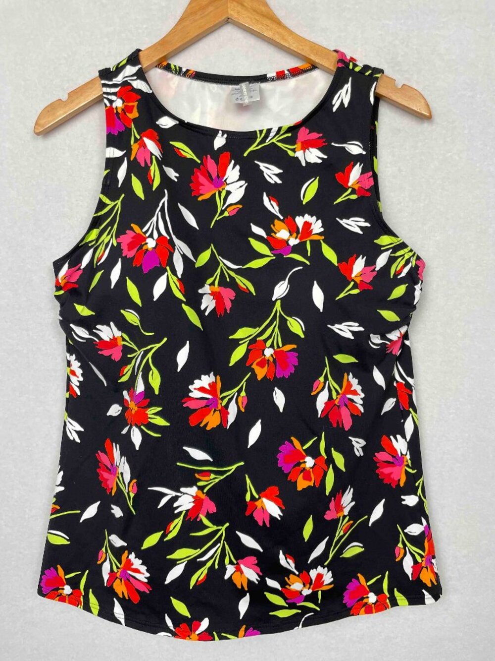 Lands' End High Neck Floral Tankini Swim Top Womens Size 14DD